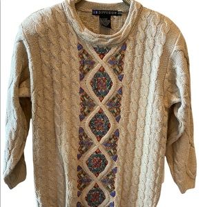 Sweater Beaded 100% Silk  Beige Size S